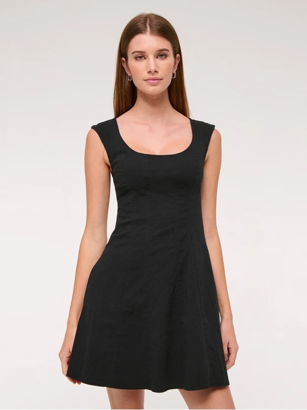 Abercrombie & Fitch Mila Cap Sleeve Mini Dress in black